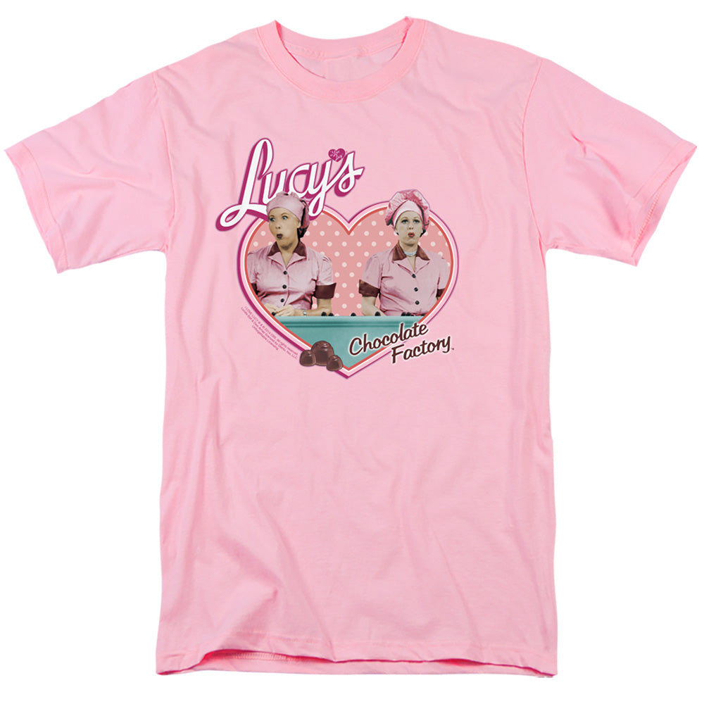 I Love Lucy Chocolate Factory Mens T Shirt Pink Officially Licensed
