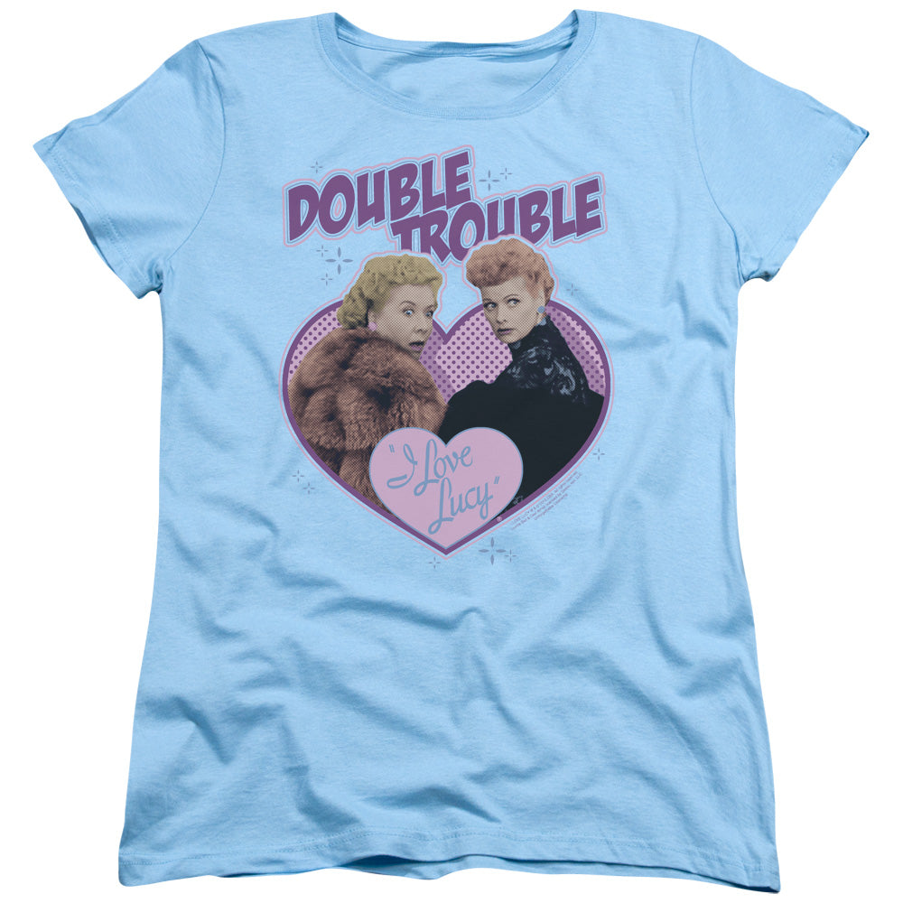 I Love Lucy Double Trouble Womens T Shirt Light Blue Officially Licensed