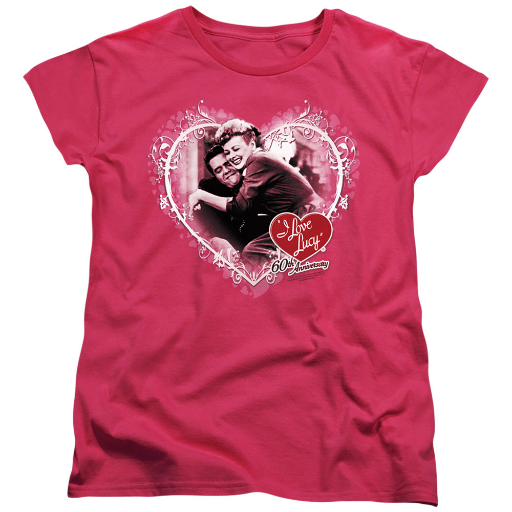I Love Lucy Happy Anniversary Womens T Shirt Hotpink Officially Licensed