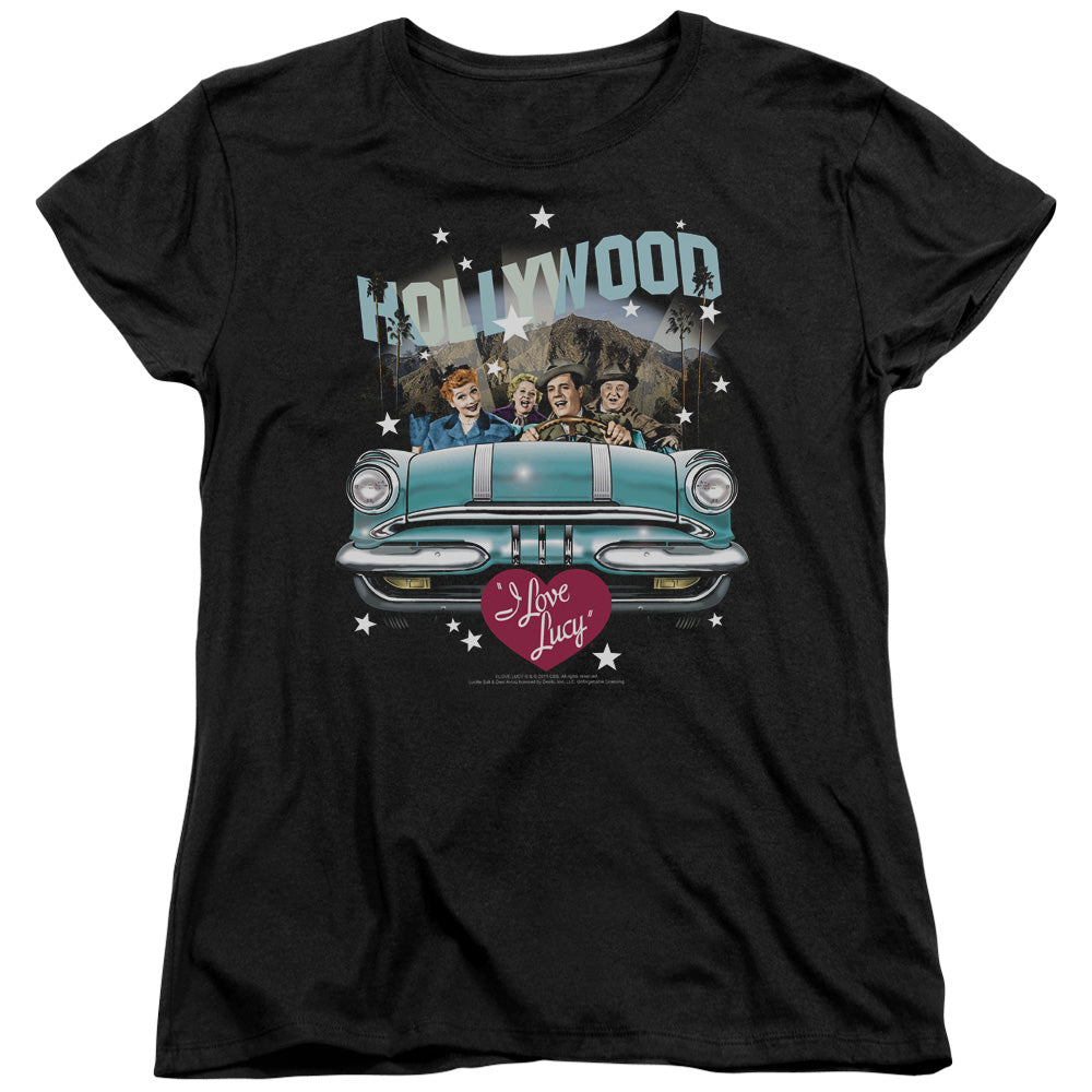 I Love Lucy Hollywood Road Trip Womens T Shirt Black Officially Licensed