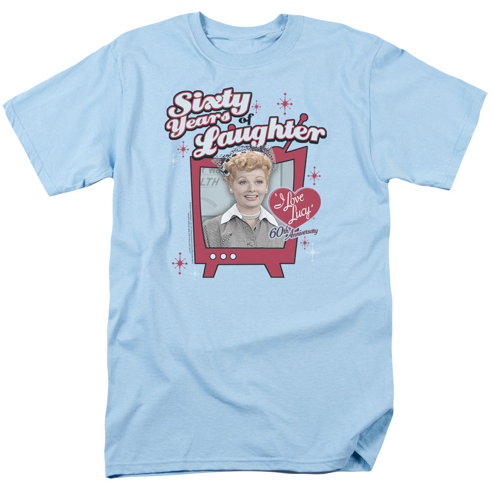 I Love Lucy 60 Years Of Laughter Mens T Shirt Light Blue Officially Licensed