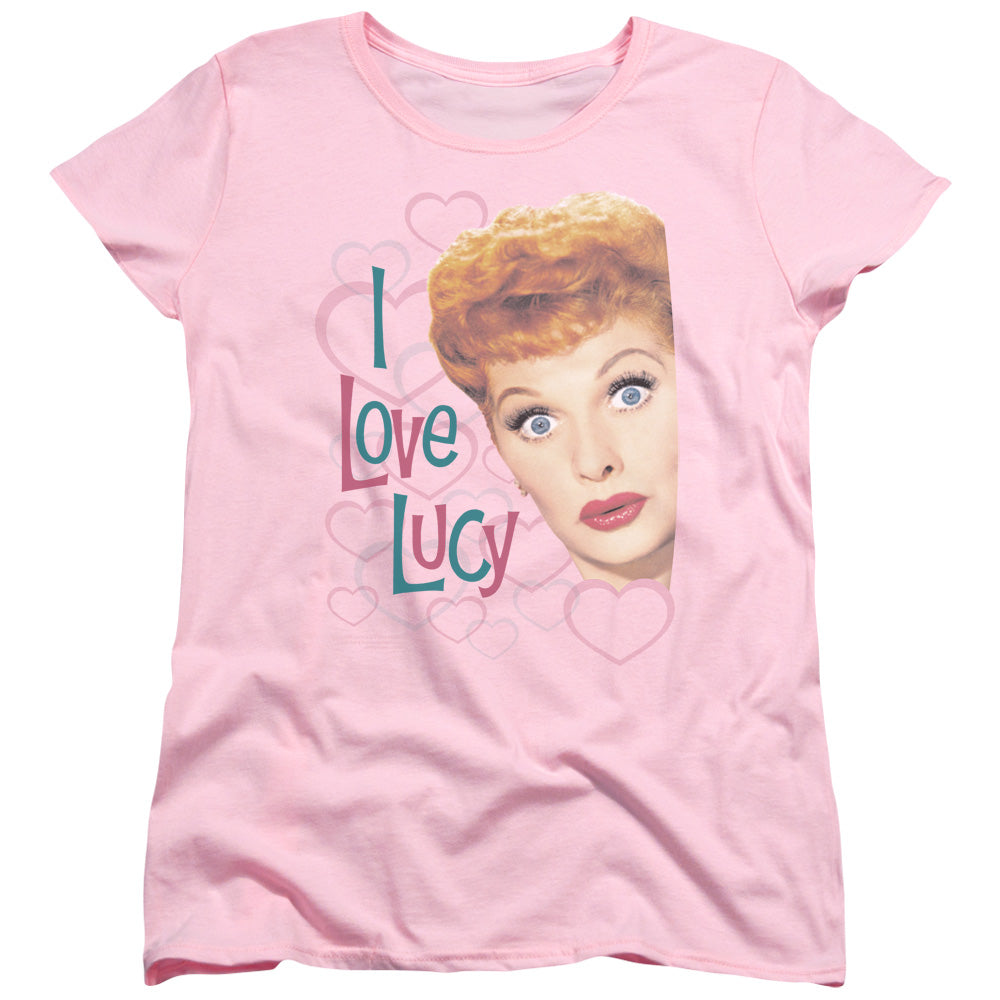 I Love Lucy Hollywood Open Hearts Womens T Shirt Pink Officially Licensed