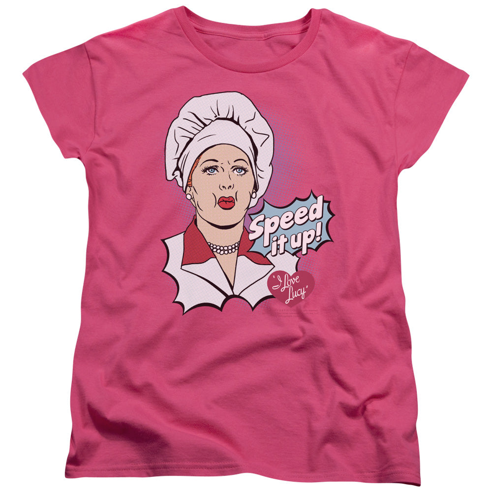 I Love Lucy Speed It Up Womens T Shirt Hot Pink Officially Licensed
