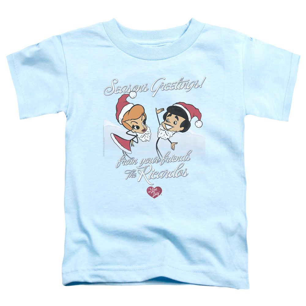 I Love Lucy Animated Christmas Toddler Kids Youth T Shirt Light Blue Officially Licensed