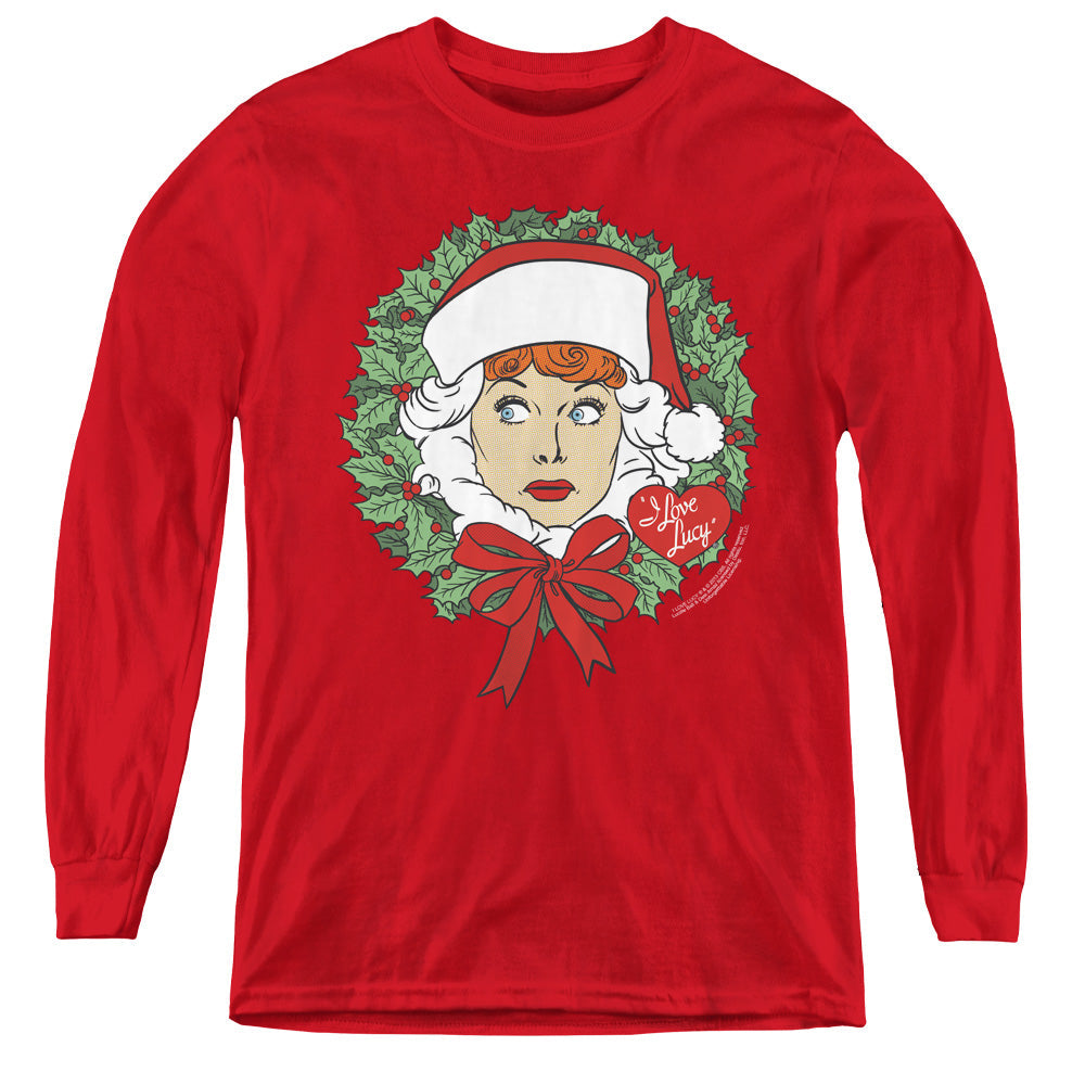 I Love Lucy Wreath Long Sleeve Kids Youth T Shirt Red Officially Licensed
