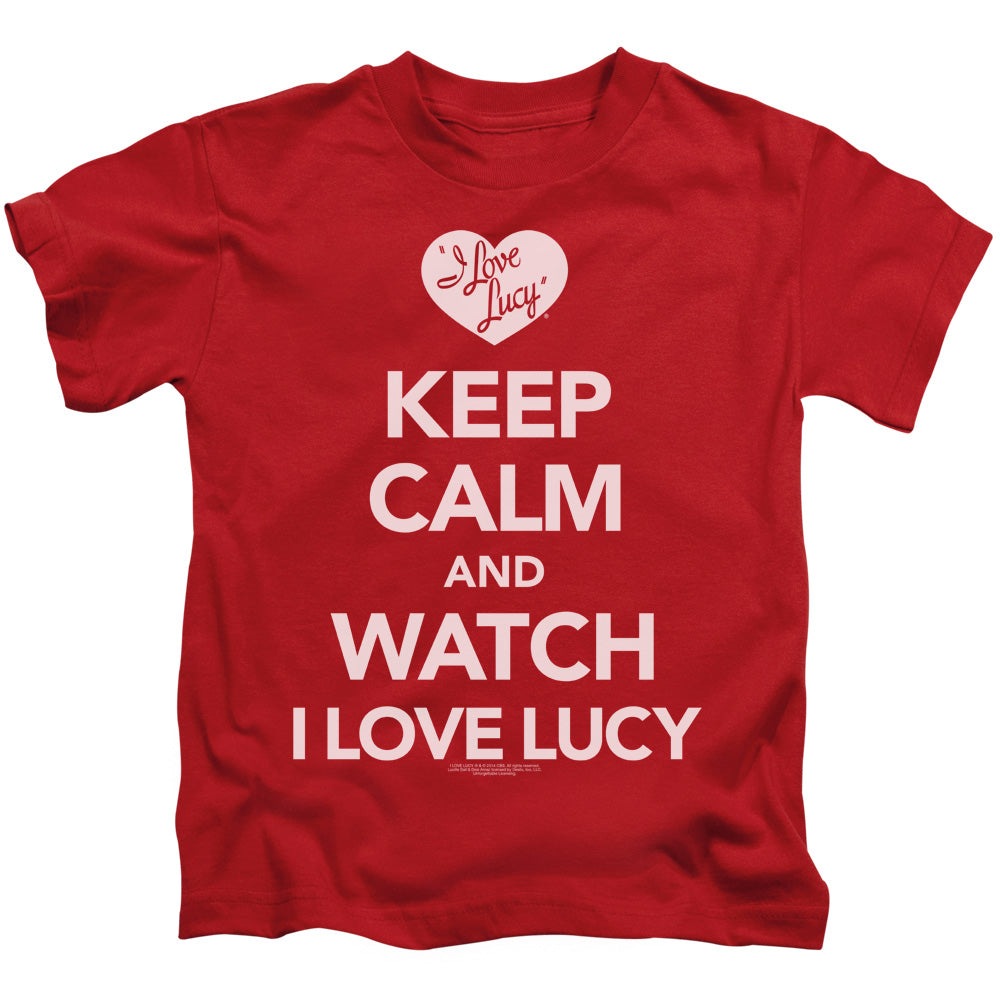 I Love Lucy Keep Calm and Watch Juvenile Kids Youth T Shirt Red Officially Licensed