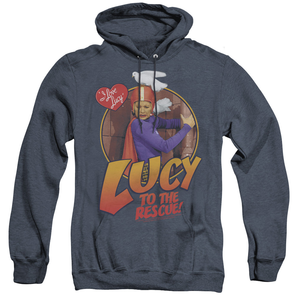 I Love Lucy to the Rescue Heather Mens Hoodie Navy Blue Officially Licensed