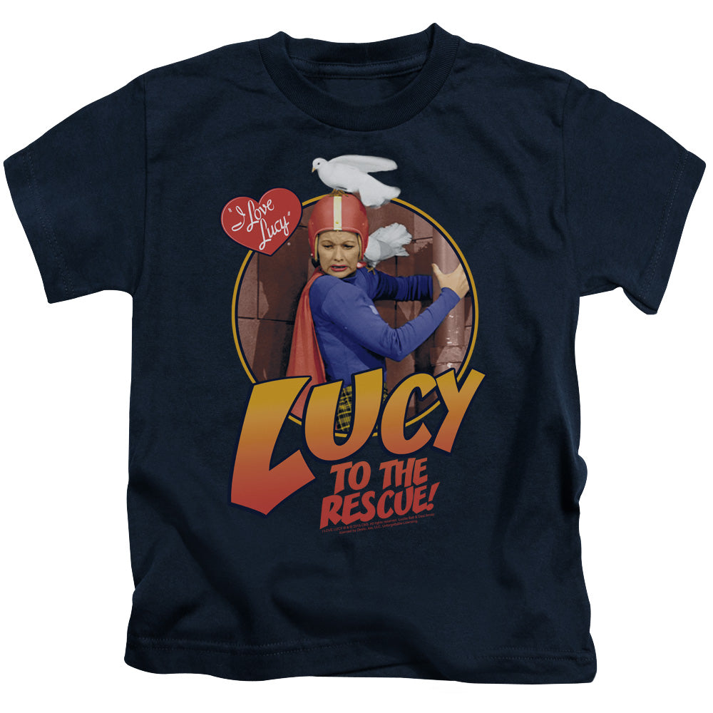 I Love Lucy to the Rescue Juvenile Kids Youth T Shirt Navy Blue Officially Licensed