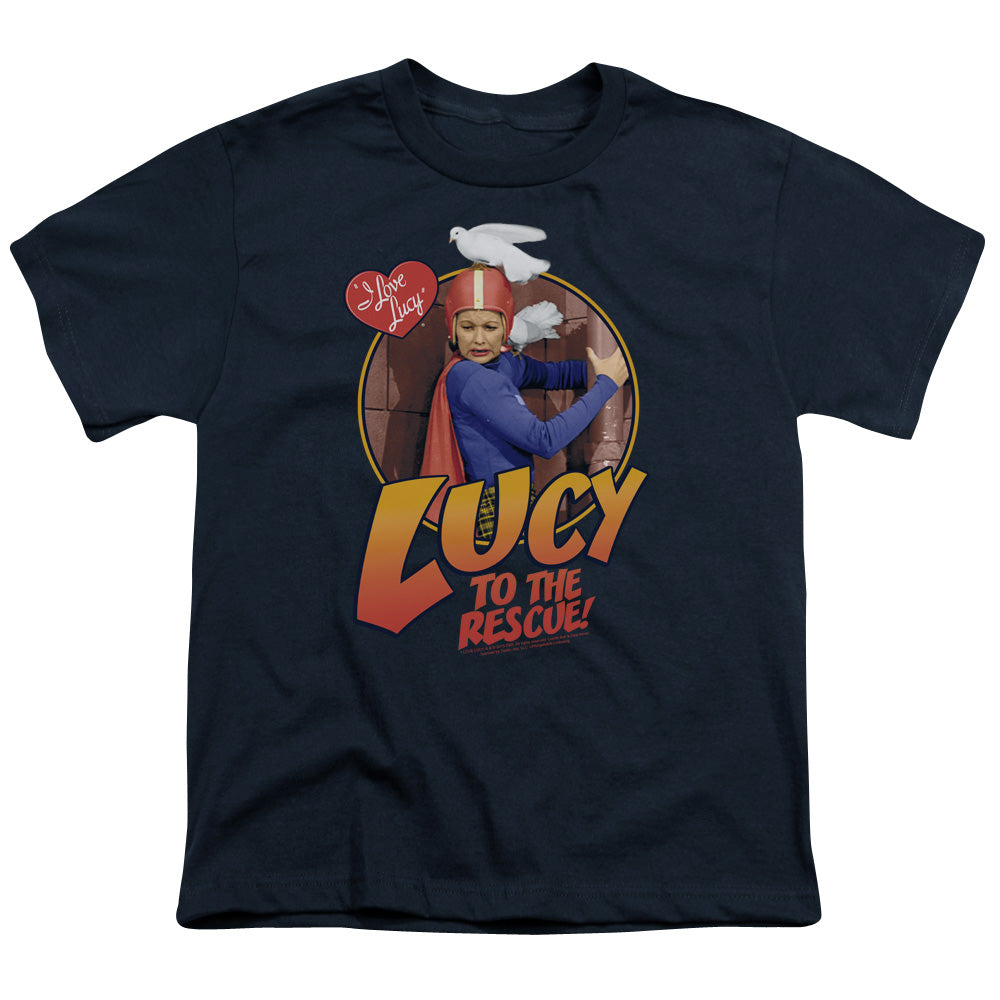 I Love Lucy to the Rescue Kids Youth T Shirt Navy Blue Officially Licensed