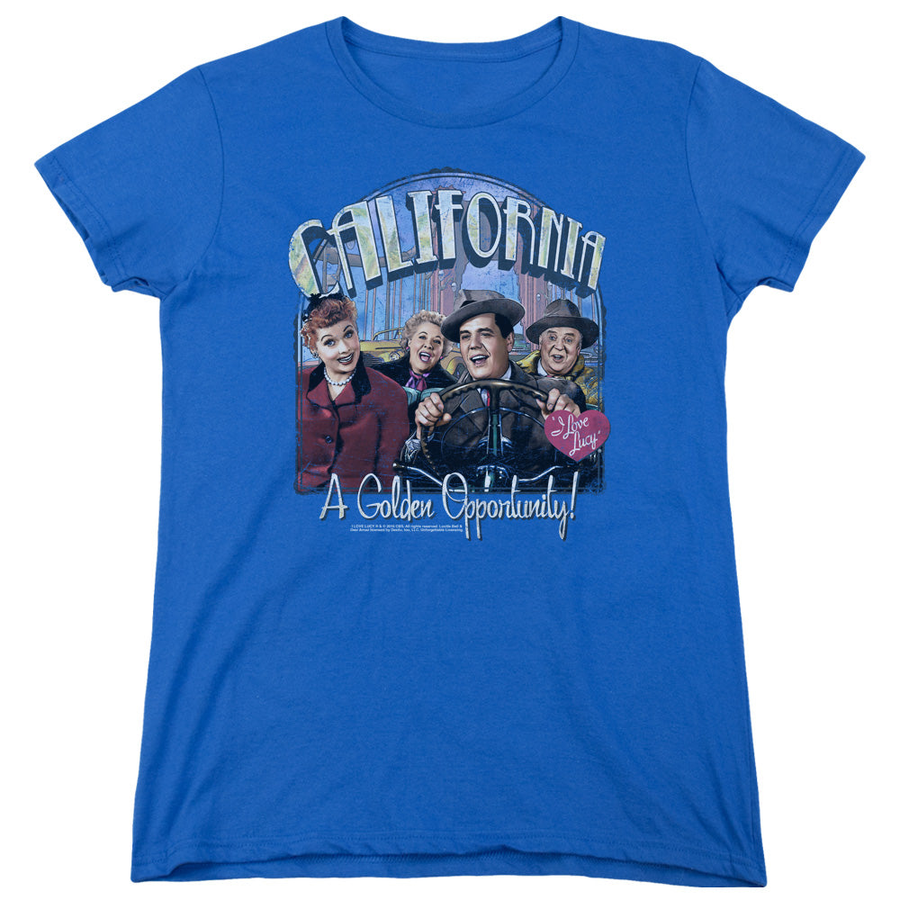 I Love Lucy Golden Opportunity Womens T Shirt Royal Blue Officially Licensed
