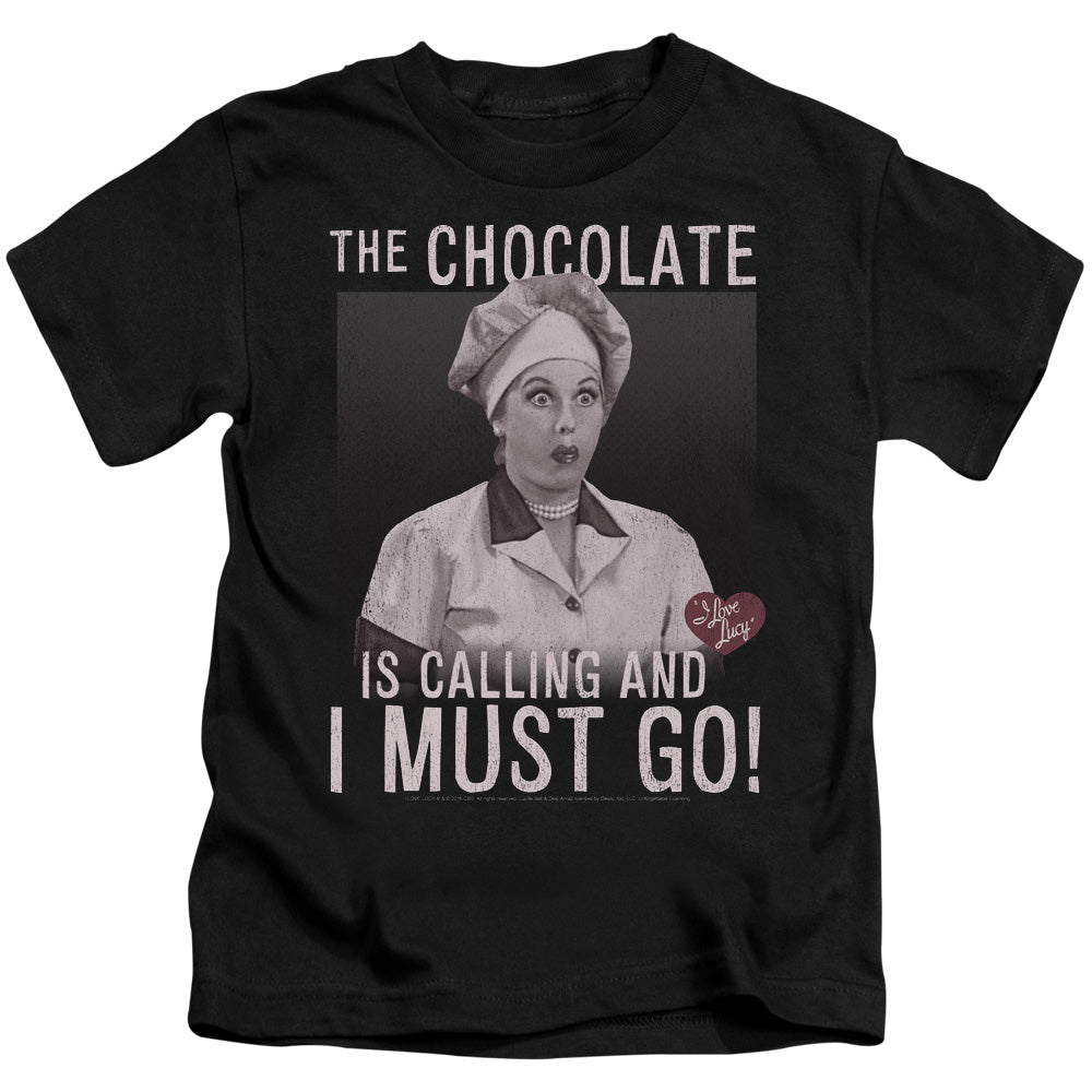 I Love Lucy Chocolate Calling Juvenile Kids Youth T Shirt Black Officially Licensed