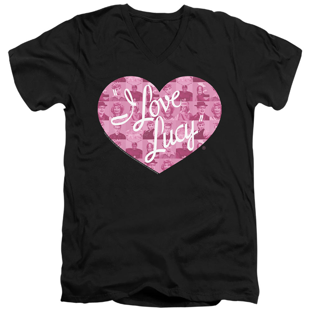 I Love Lucy Many Moods Logo Mens Slim Fit V-Neck T Shirt Black Officially Licensed