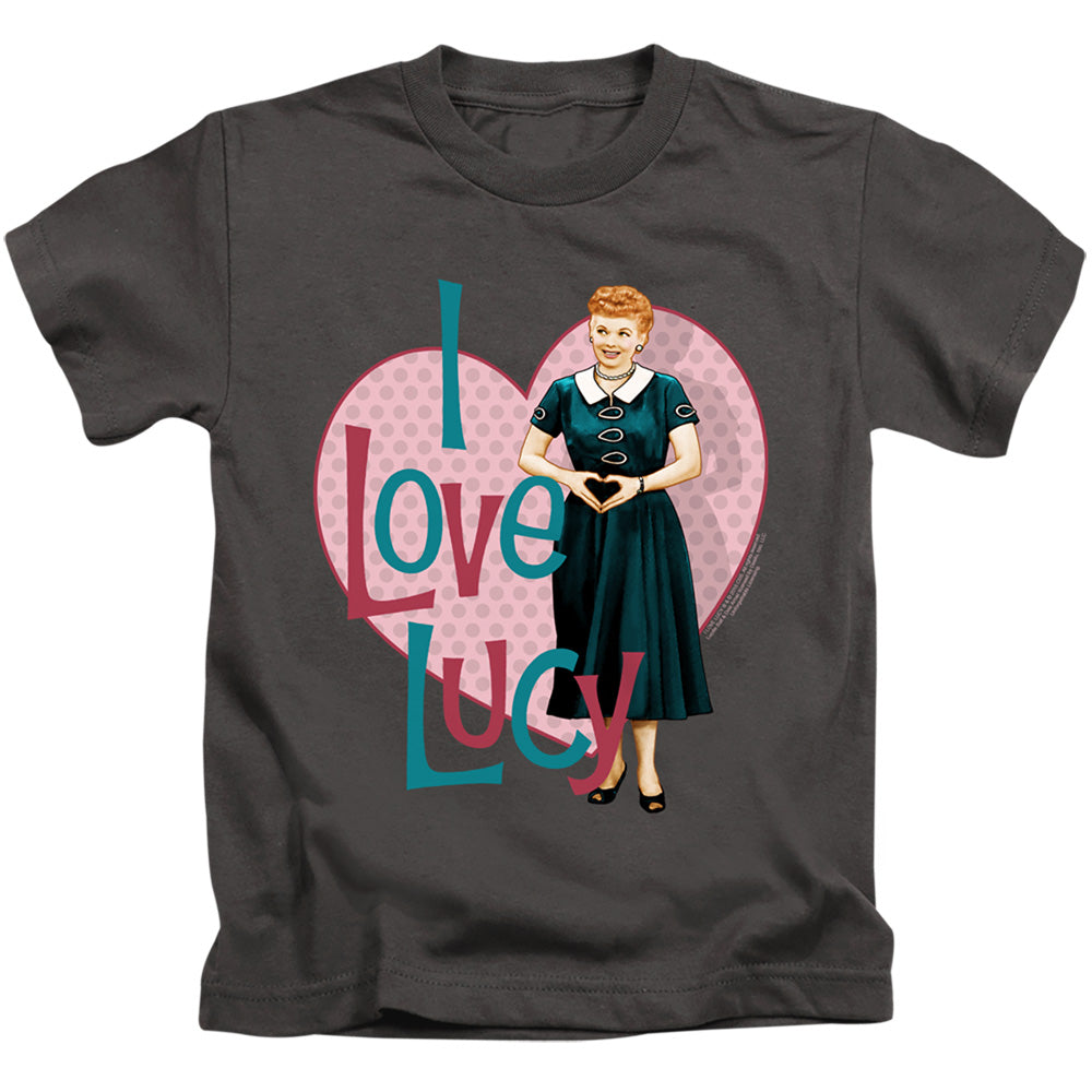 I Love Lucy Heart You Juvenile Kids Youth T Shirt Charcoal Officially Licensed