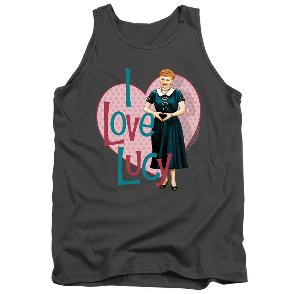 I Love Lucy Heart You Mens Tank Top Shirt Charcoal Officially Licensed