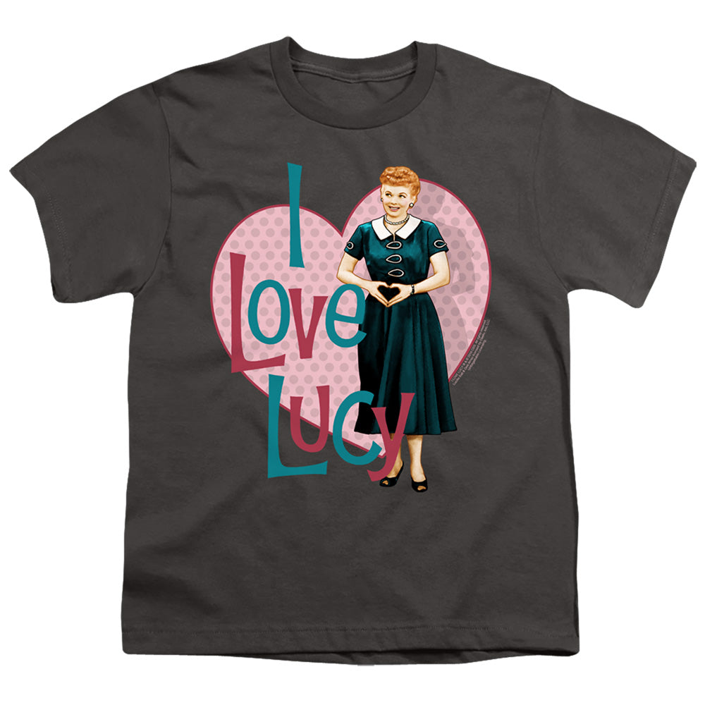 I Love Lucy Heart You Kids Youth T Shirt Charcoal Officially Licensed