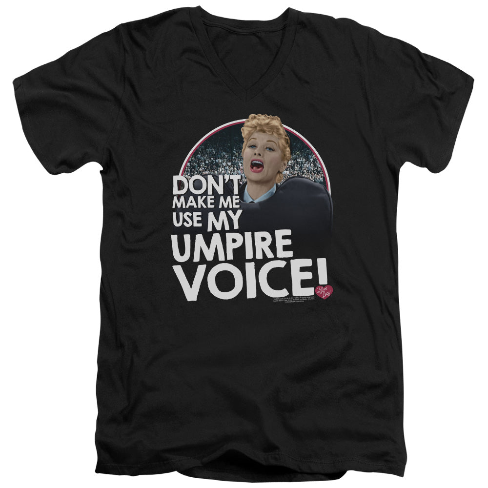 I Love Lucy Umpire Mens Slim Fit V-Neck T Shirt Black Officially Licensed