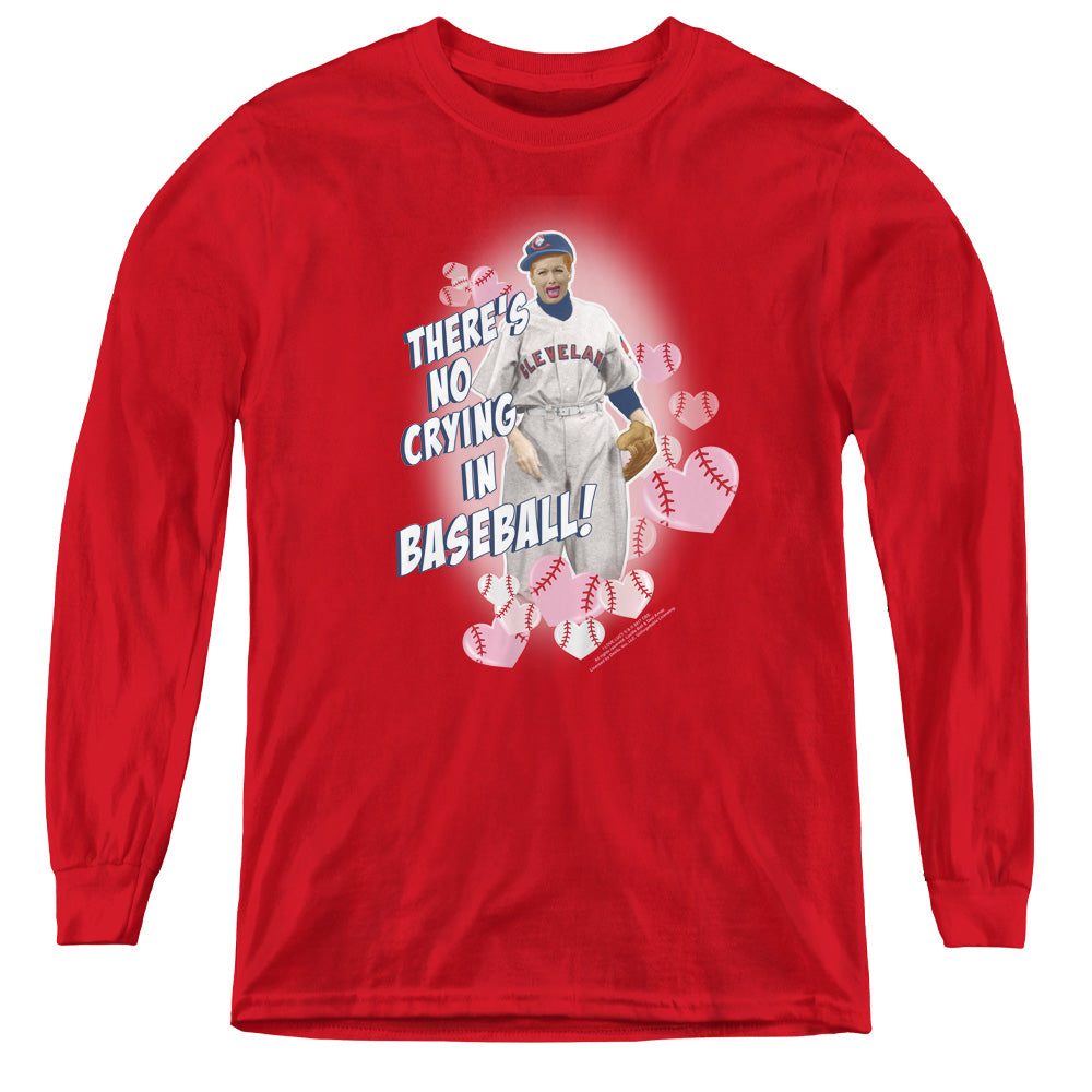 I Love Lucy No Crying in Baseball Long Sleeve Kids Youth T Shirt Red Officially Licensed