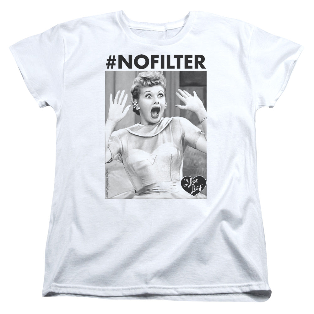 I Love Lucy No Filter S S Women's Tee White Officially Licensed