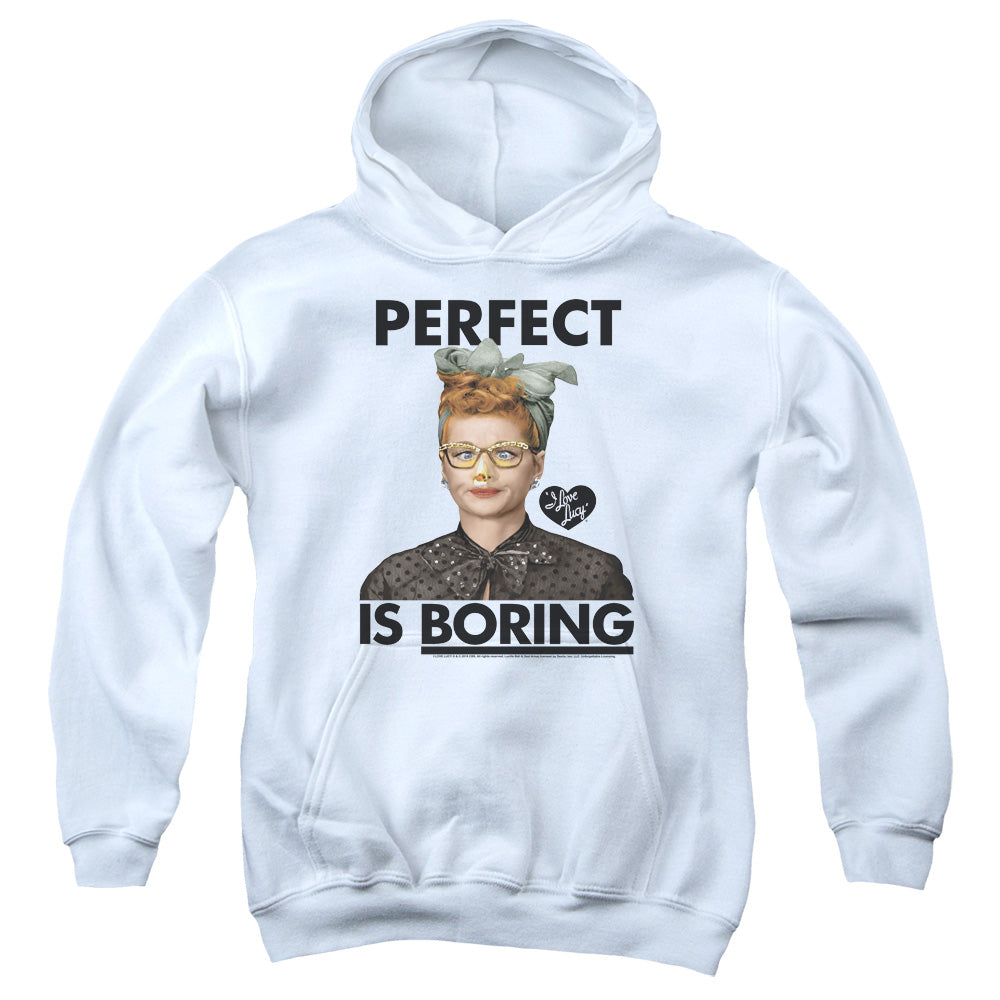 I Love Lucy Perfect is Boring Kids Youth Hoodie White Officially Licensed