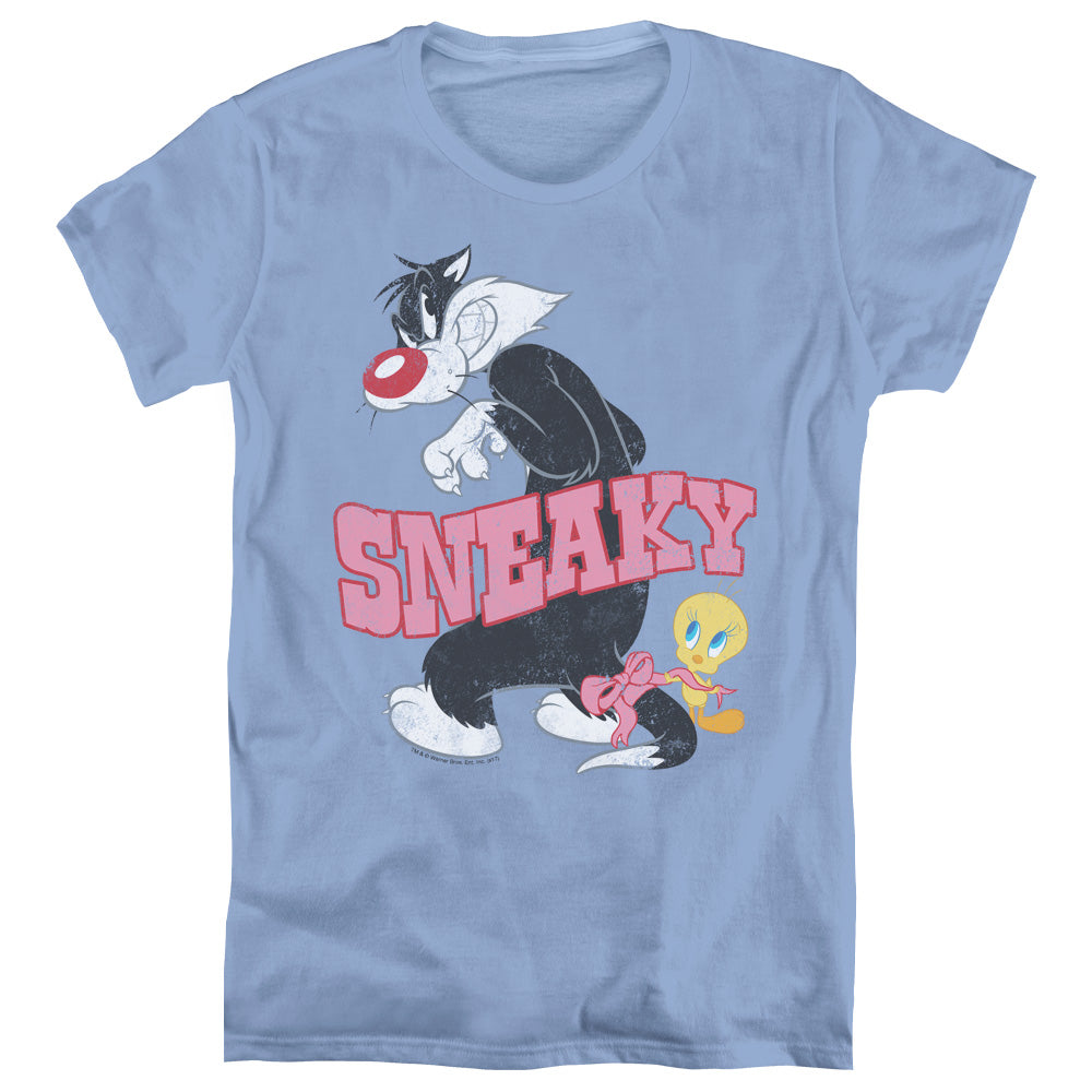 Looney Tunes Sneaky Womens T Shirt Carolina Blue Officially Licensed