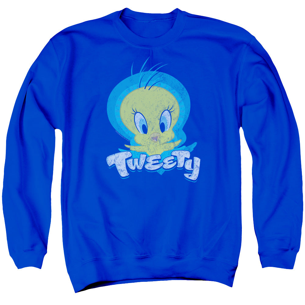 Looney Tunes Tweety Swirl Mens Crewneck Sweatshirt Royal Blue Officially Licensed