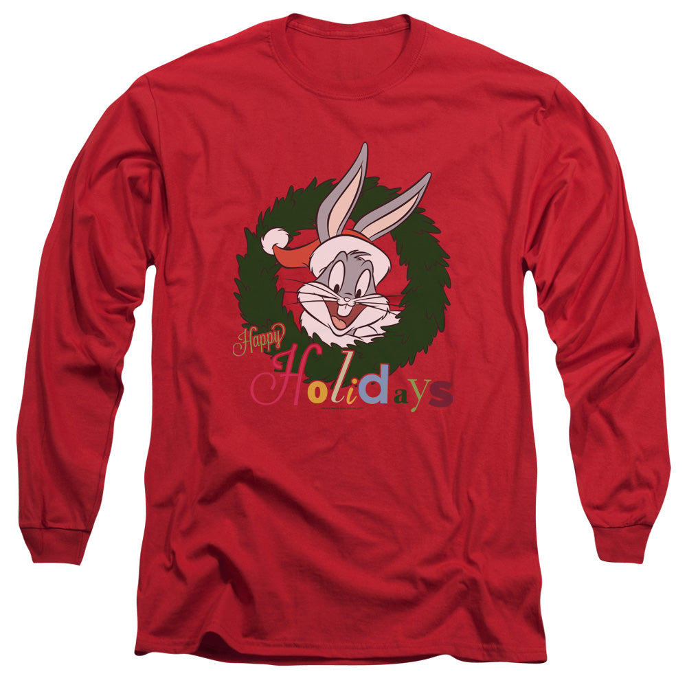 Looney Tunes Holiday Bunny Mens Long Sleeve Shirt Red Officially Licensed Officially Licensed
