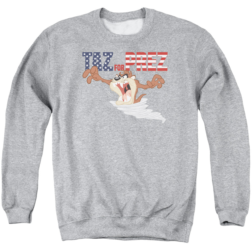 Looney Tunes Taz For Prez 3 Mens Crewneck Sweatshirt Athletic Heather Officially Licensed