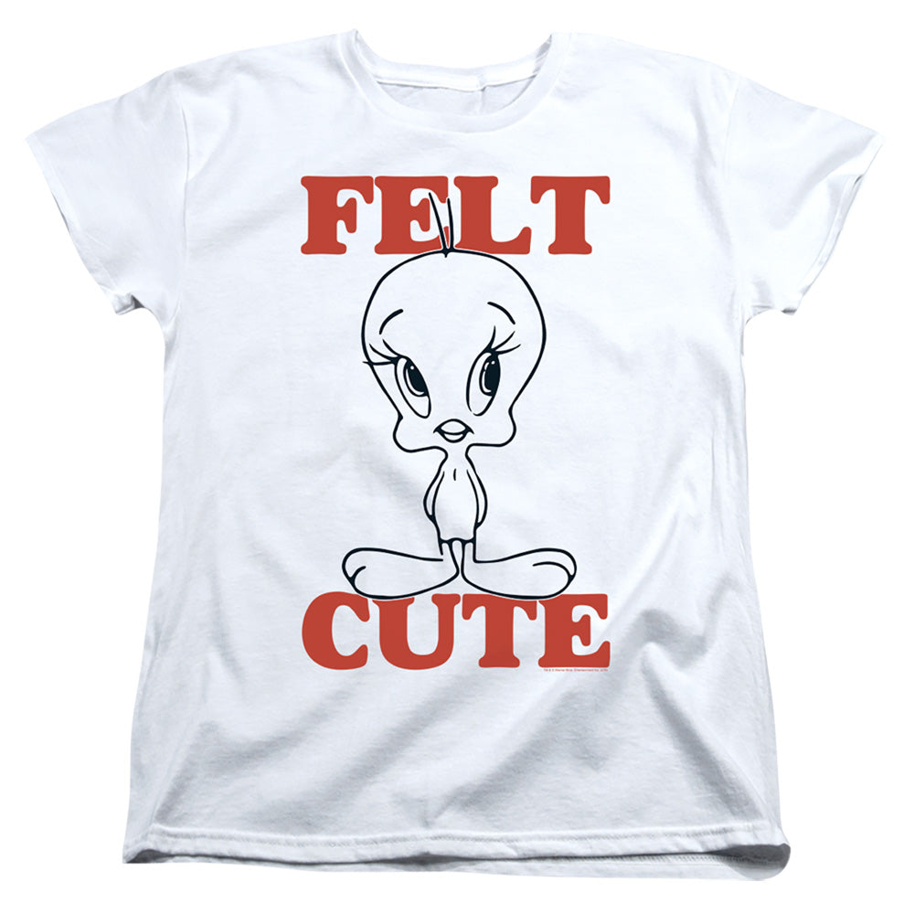 Looney Tunes Felt Cute Womens T Shirt White Officially Licensed