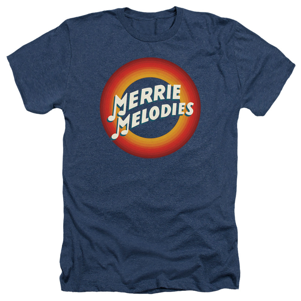 Looney Tunes Merrie Logo Heather Mens T Shirt Navy Blue Officially Licensed