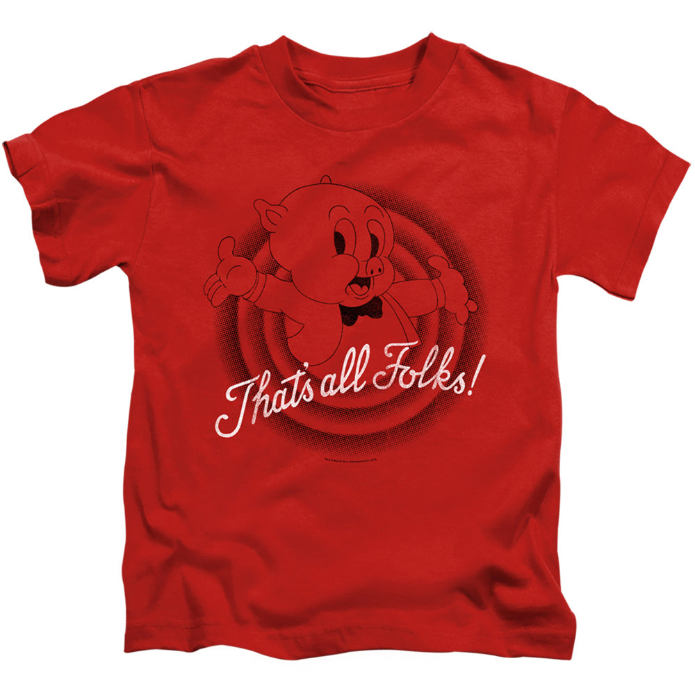 Looney Tunes Thats All Folks Juvenile Kids Youth T Shirt Red Officially Licensed