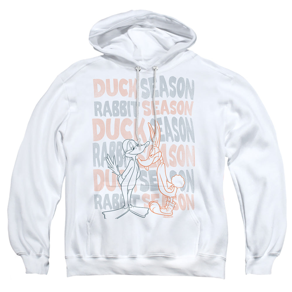 Looney Tunes Duck Season Rabbit Season Mens Hoodie White Officially Licensed