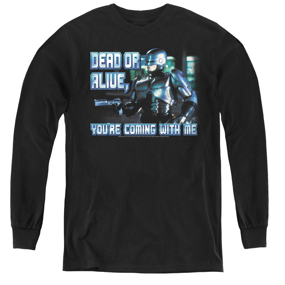 Robocop Dead Or Alive Long Sleeve Kids Youth T Shirt Black Officially Licensed