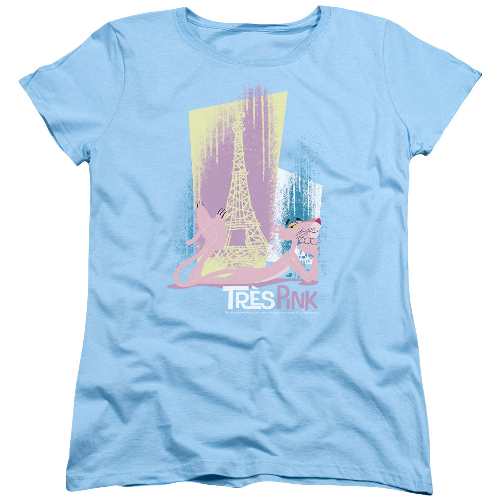 Pink Panther Tres Pink Womens T Shirt Light Blue Officially Licensed
