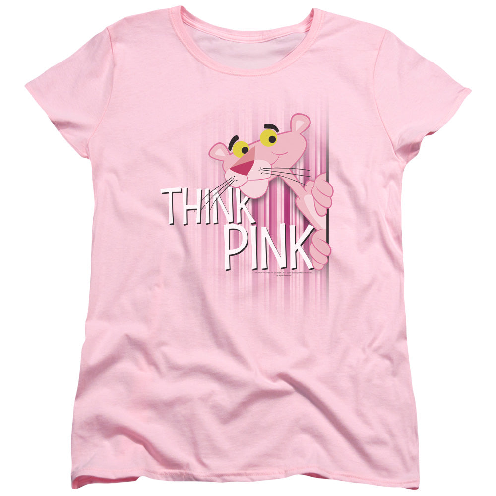 Pink Panther Think Pink Womens T Shirt Pink Officially Licensed