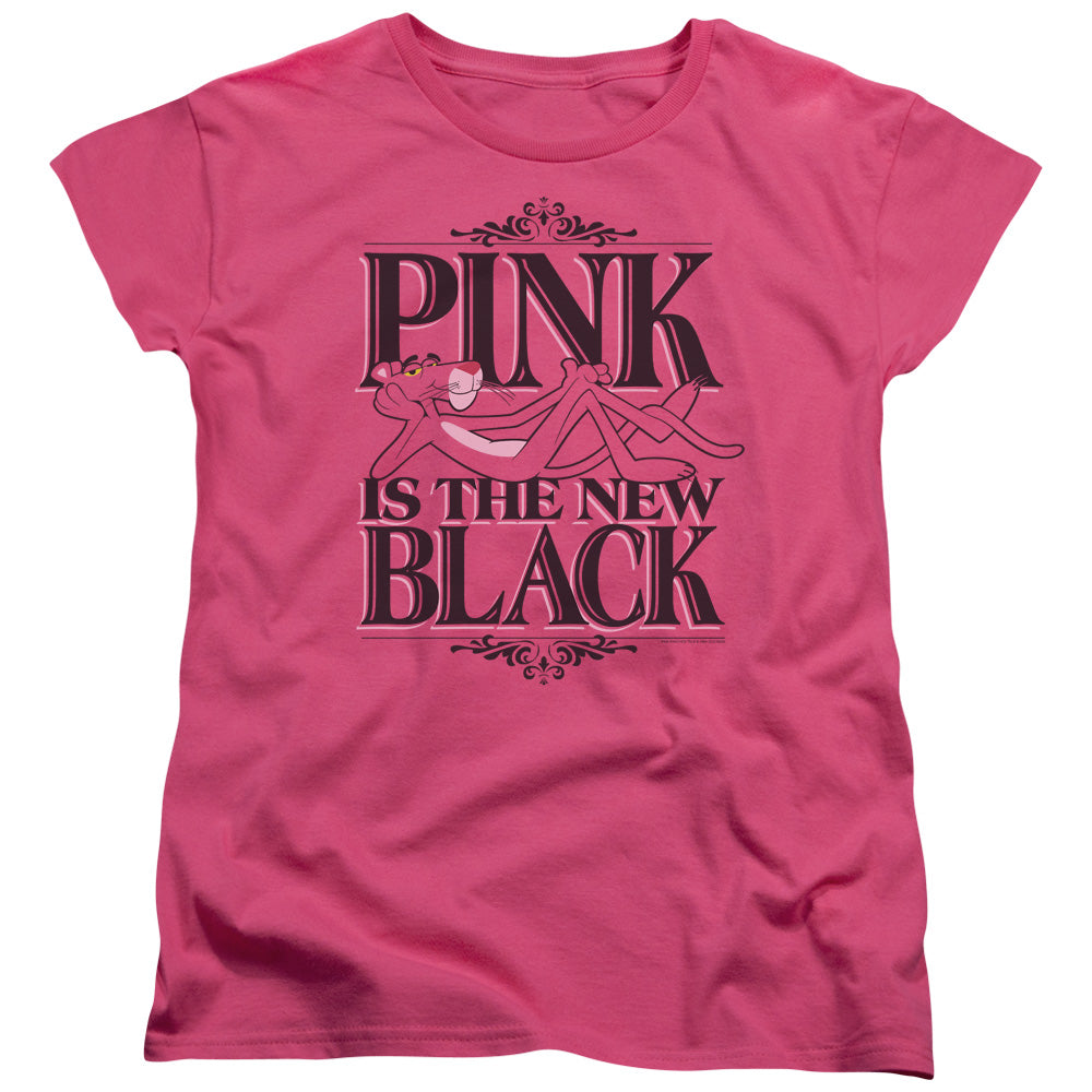 Pink Panther The New Black Womens T Shirt Hot Pink Officially Licensed