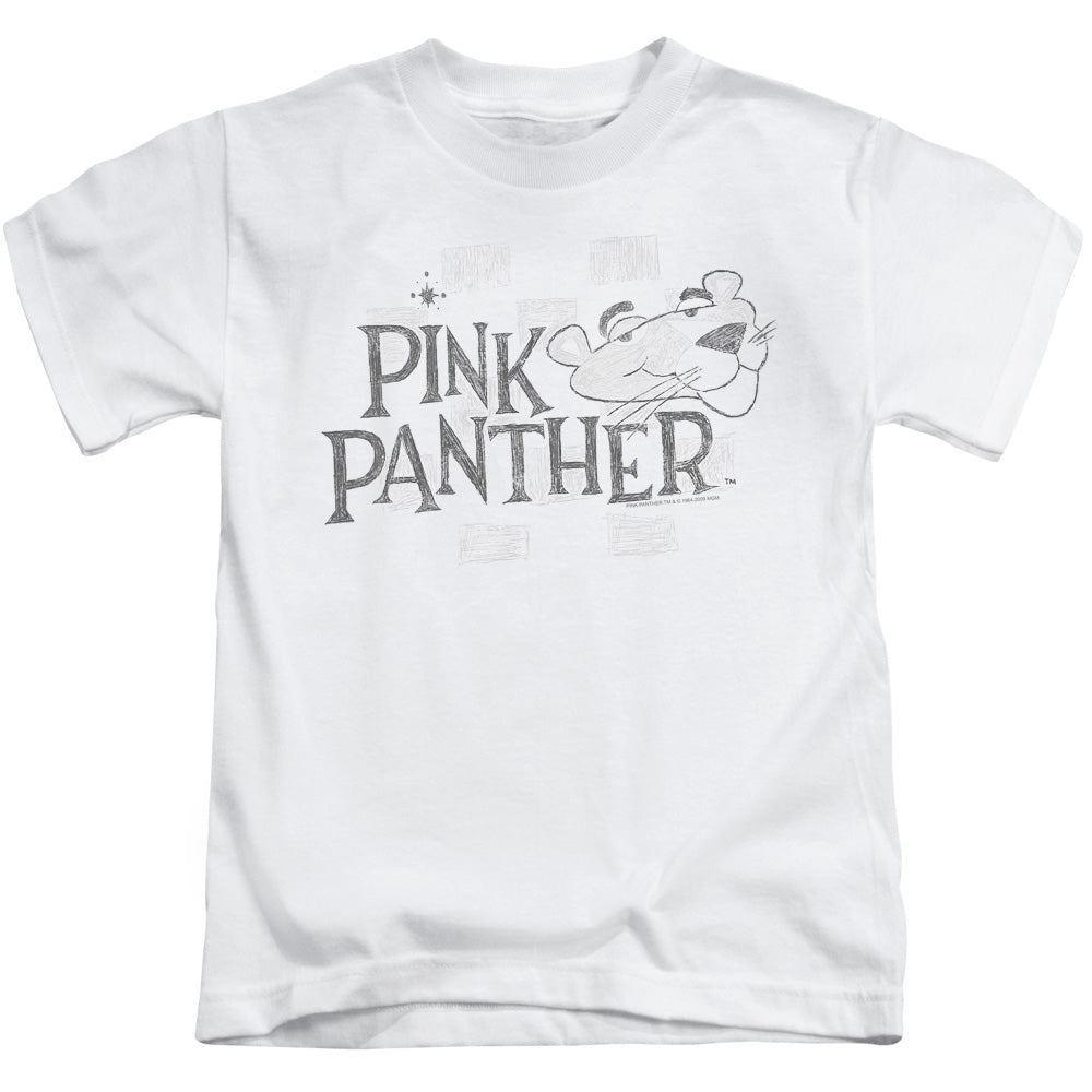 Pink Panther Sketch Logo Juvenile Kids Youth T Shirt White Officially Licensed