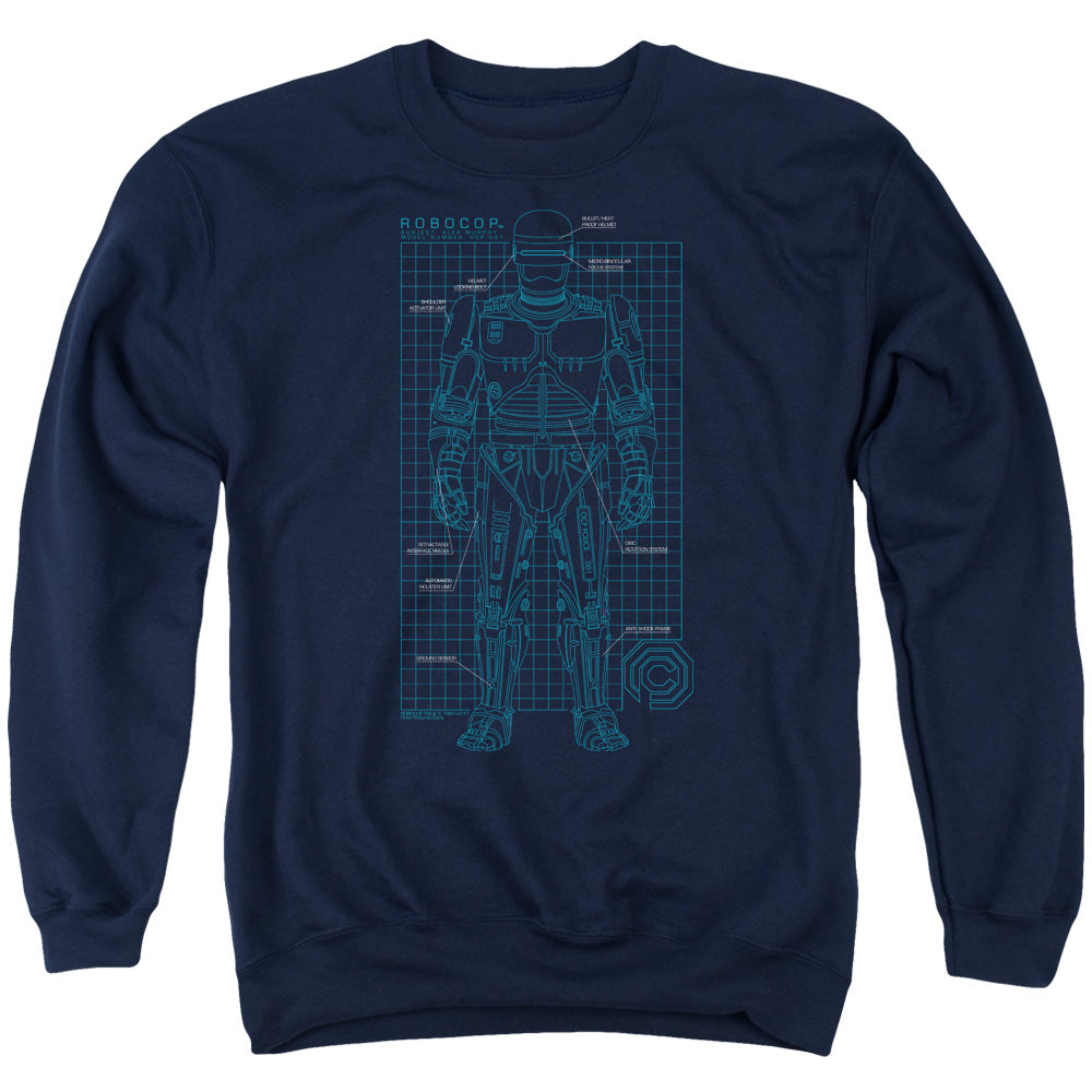 Robocop Schematic Mens Crewneck Sweatshirt Navy Blue Officially Licensed
