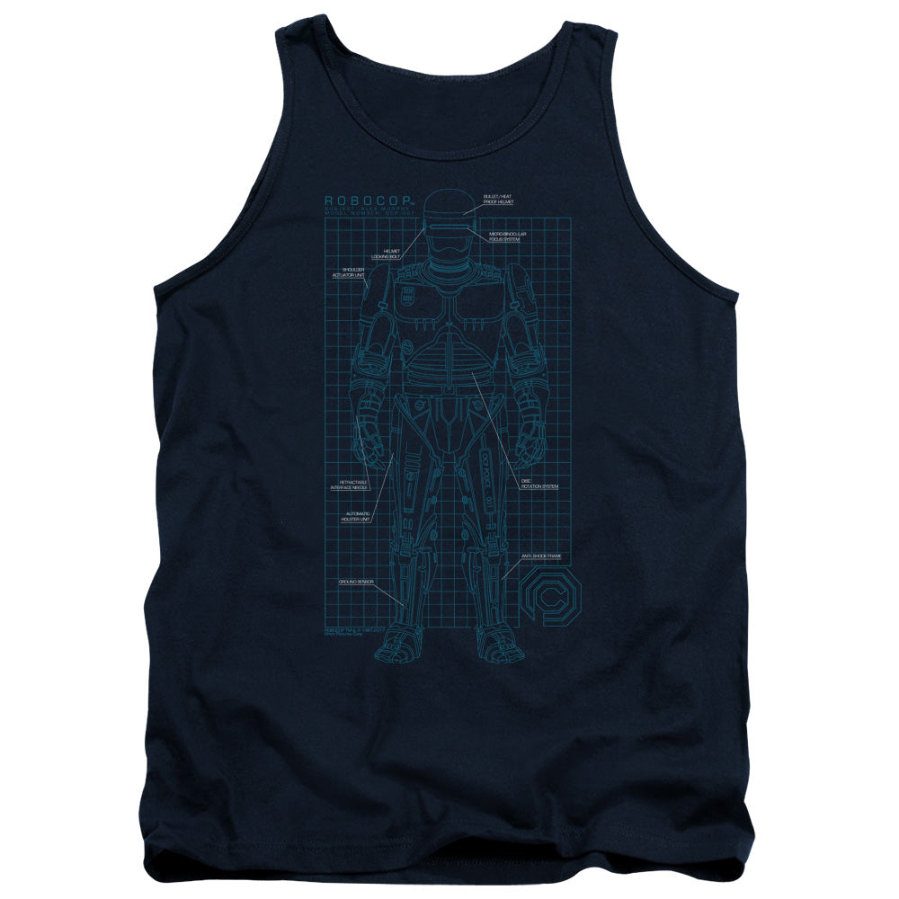 Robocop Schematic Mens Tank Top Shirt Navy Officially Licensed