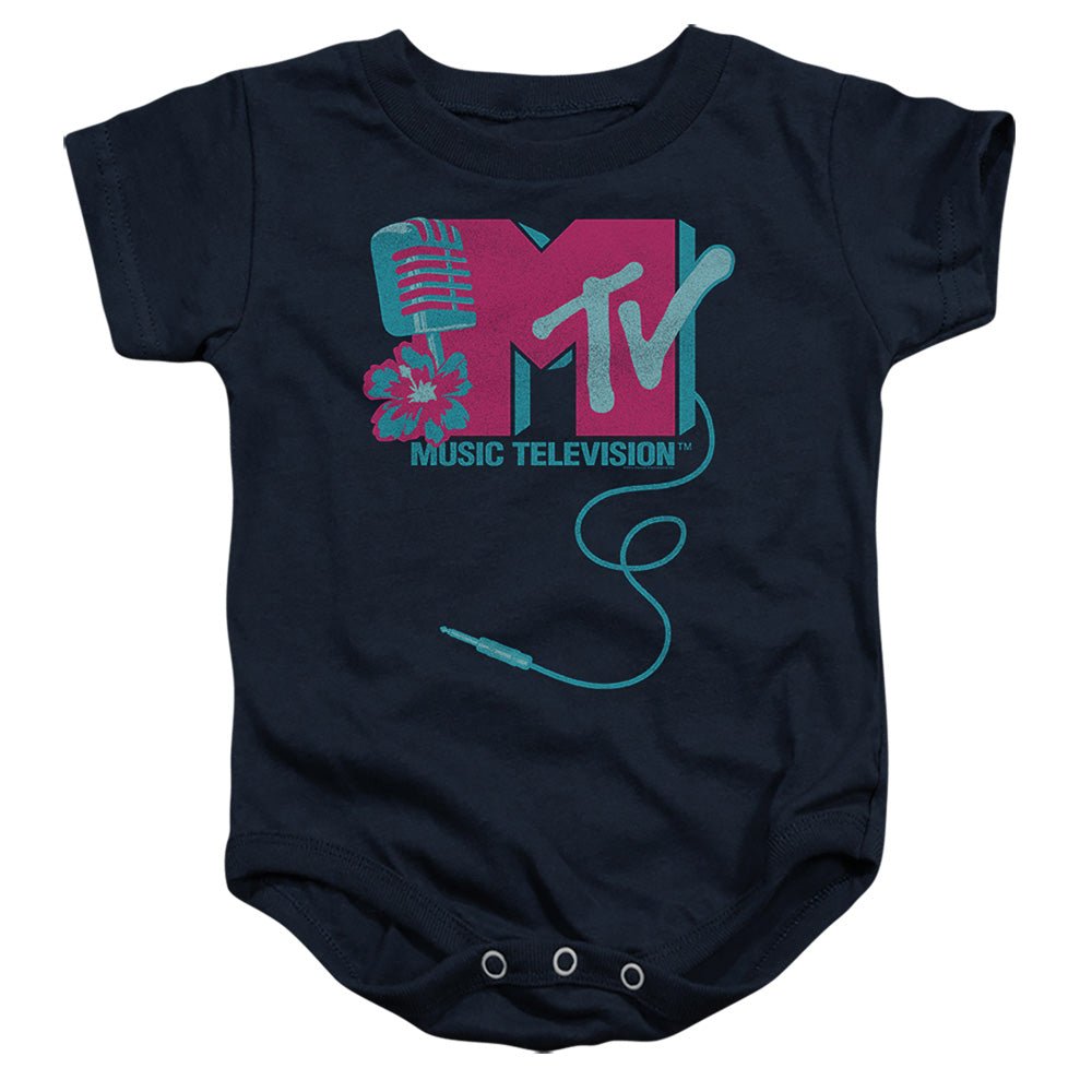 Mtv Hawaiian Microphone Logo Infant Baby Snapsuit Navy Officially Licensed
