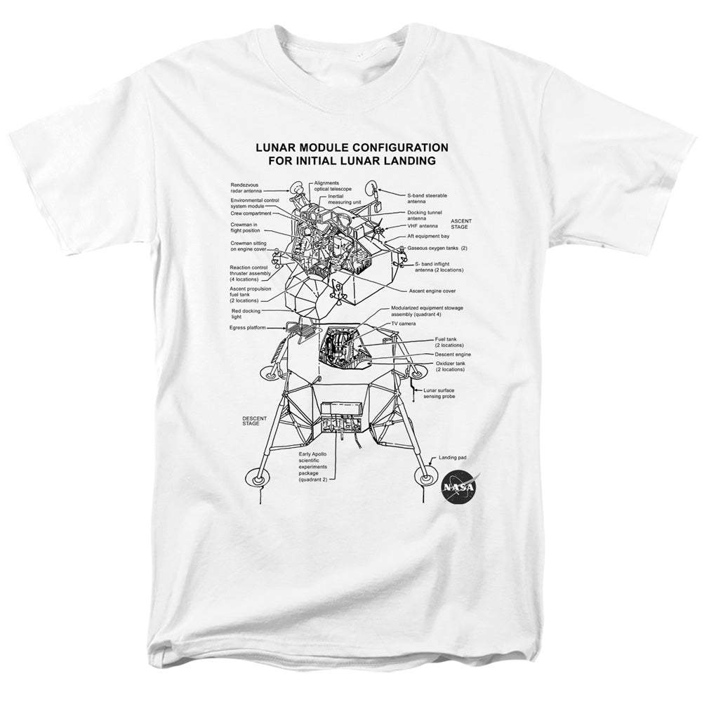 Nasa Lunar Module Diagram Mens T Shirt White Officially Licensed