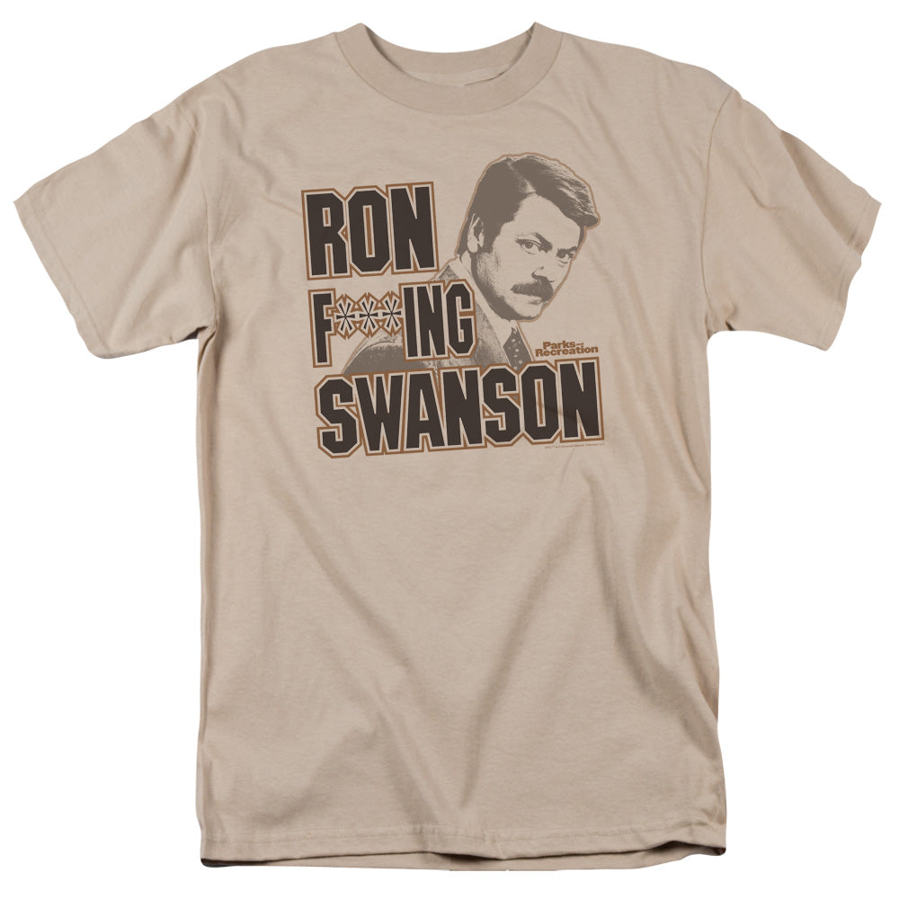 Parks And Rec Ron F***Ing Swanson Mens T Shirt Sand Officially Licensed