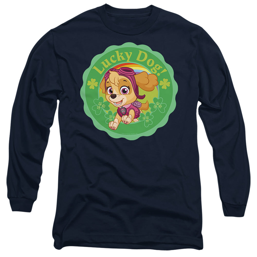 Paw Patrol St. Patrick'S Day Lucky Dog Mens Long Sleeve Shirt Navy Officially Licensed