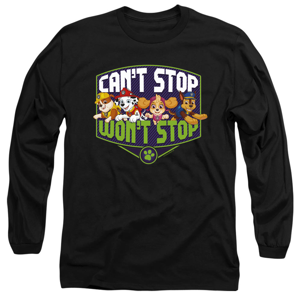 Paw Patrol Can'T Stop Won'T Stop Mens Long Sleeve Shirt Black Officially Licensed