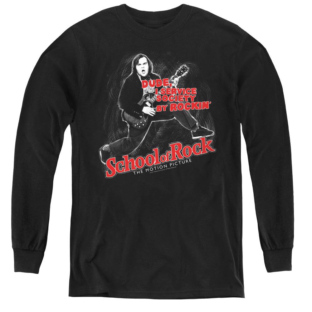 School Of Rock Rockin Long Sleeve Kids Youth T Shirt Black Officially Licensed