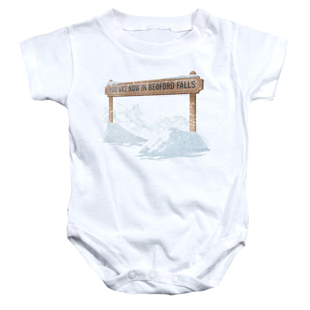 Its A Wonderful Life Bedford Falls Infant Baby Snapsuit White Officially Licensed