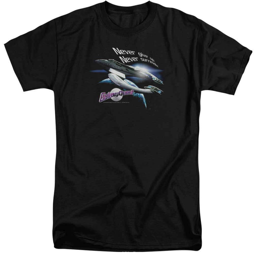 Galaxy Quest Never Surrender Mens Tall T Shirt Black Officially Licensed