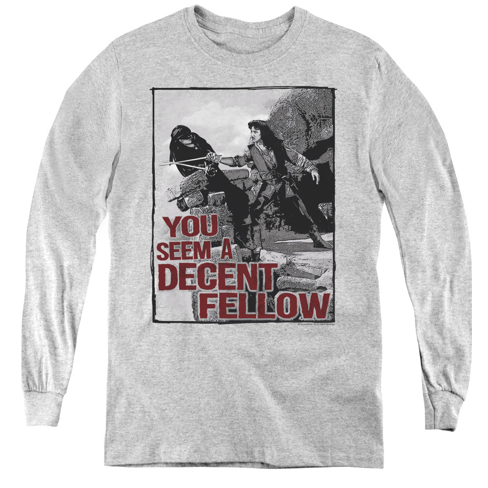 The Princess Bride Fellow Long Sleeve Kids Youth T Shirt Athletic Heather Officially Licensed
