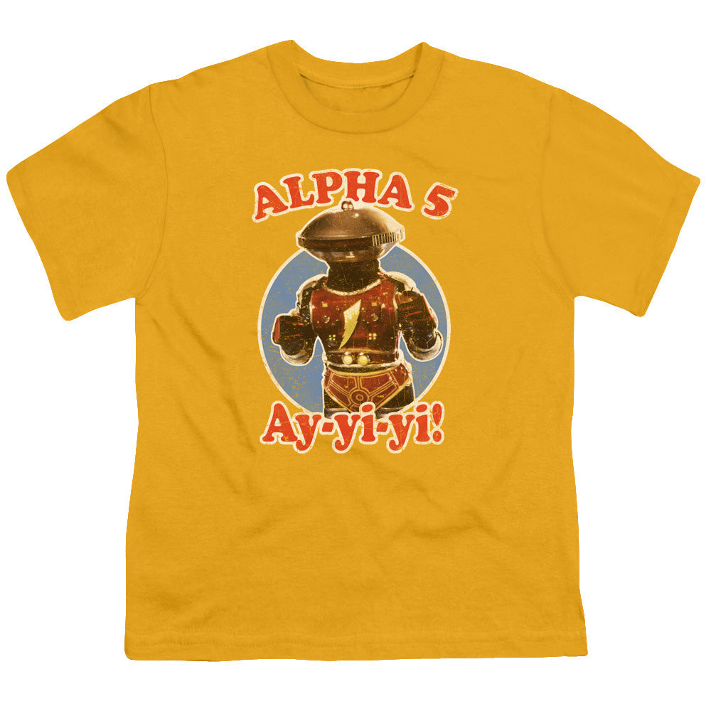Power Rangers Alpha 5 Kids Youth T Shirt Gold Officially Licensed