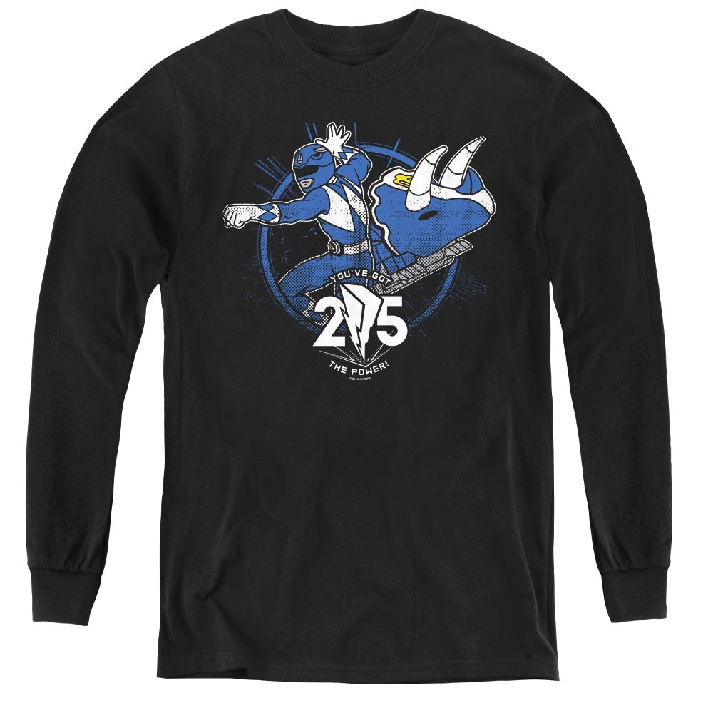 Power Rangers Blue 25 Long Sleeve Kids Youth T Shirt Black Officially Licensed