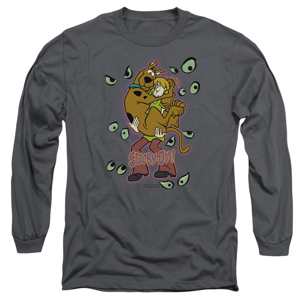 Scooby Doo Being Watched Mens Long Sleeve Shirt Charcoal Officially Licensed Officially Licensed